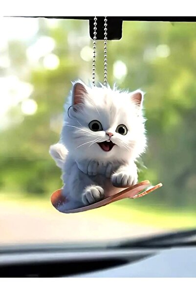 Teo Surf Yapan Kedi, Akrilik, Araba Dikiz Aynası, Askı, Anahtarlık Ve Sırt Çantası Süsü