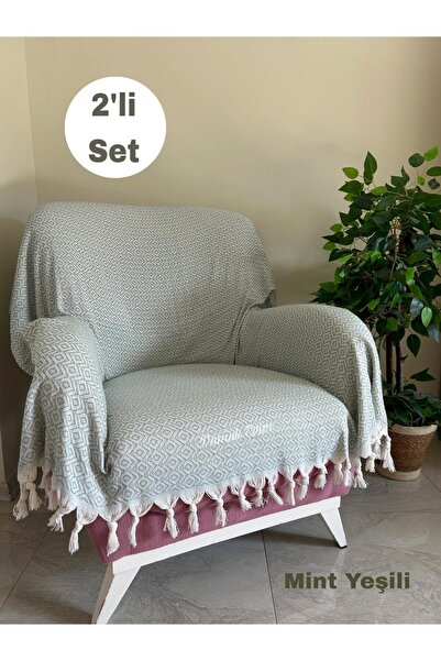 metin tekstil Buldan Berjer Uyumlu 2'li 170x145 Koltuk Örtüsü