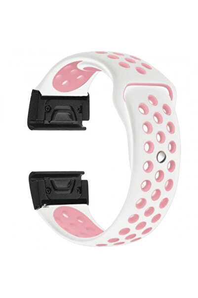 iUni Garmin Fenix 7X/6X/5X Plus/5X/ 3 HR / 3.26mm Silicon Sport Smartwatch Strap White-Pale Pink