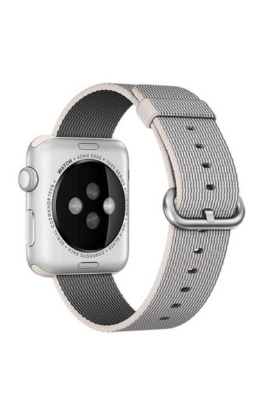 iUni Strap compatible with Apple Watch Ultra/SE/8/7/6/5/4/3/2/1, 38mm, Nylon, Woven, White/Gray