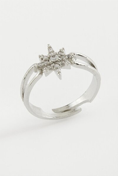 ZERO LAND LVSQVR خاتم مرصع بحجر الزركون (143619) - لون فضي