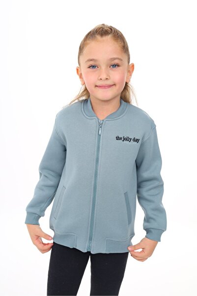 Toontoy Dark Mint Girl's College Collar Zippered Pocket Low Shoulder Embroide...