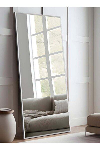 Taimi Large Mirror With Elegant Design 160x50 Cm-full Length Mirror With White Metal Frame And Back Stand