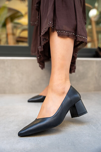 LAMİNTA Fiona Thick Heeled Shoes - Black Leather