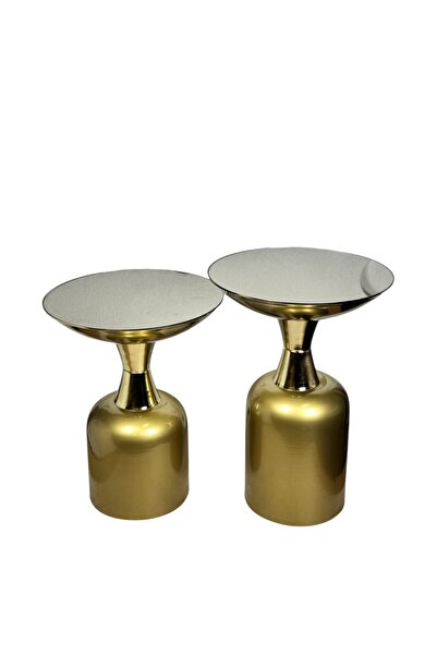 LONART CONCEPT Tebriz 2'li Aliminyum Gövdeli Gold Detaylı Modern Sehpa