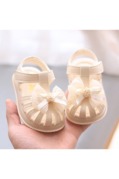 BebeNou Κοριτσίστικα Σανδάλια σε ιβουάρ χρώμα με Τούλι φιόγκο και ροζ mb2025s...