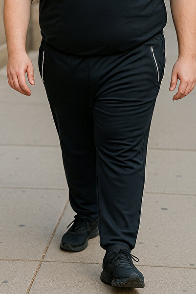 REMSA Ανδρικό παντελόνι αθλητικό μεγάλου μεγέθους βαμβακερό 24702 Μαύρο