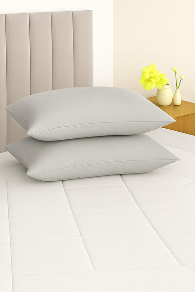 Bonny Home Vevra Gray Solid Color 2-Piece Pillowcase Cotton Fabric Zippered