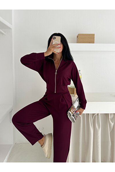 TheyYou Set de trening elegant cu fermoar la talie plisată