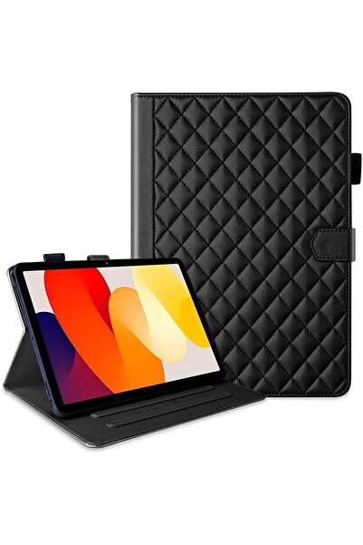 007 Kejuthrv Protective Flip Case for Xiaomi Redmi Pad SE 11" - Diamond Pattern, Multi-angle Stand (Blac