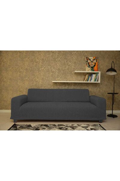 YELLOW HOME COLLETİON KOLTUK ÖRTÜSÜ 3+3+1+1 GİYDİRMELİ JAKAR LİKRALI KOYU GRİ