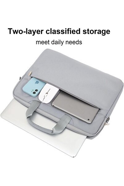 007 360° Protective 36cm Laptop Shoulder Bag with Strap & Handle, Lightweight, Gray (Xspring)