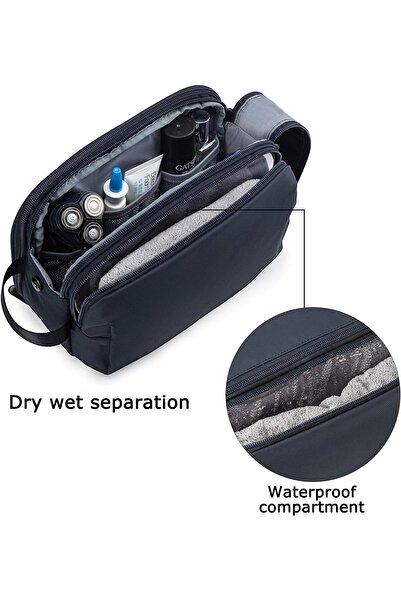 BAGSMART Toiletry Bag for Men - Travel Organizer Dopp Kit, Water-resistant, Blue (Medium)