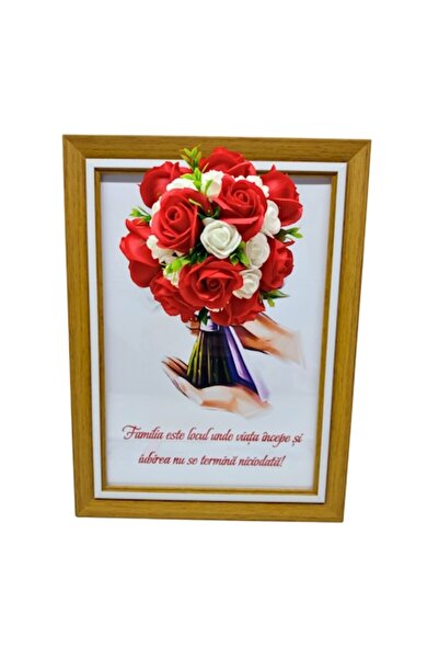 T&M Personalizare Tablou înrămat A4 (30x21 cm) - „Familia este locul unde viața începe și dragostea nu se termină niciodată” - v7 deco