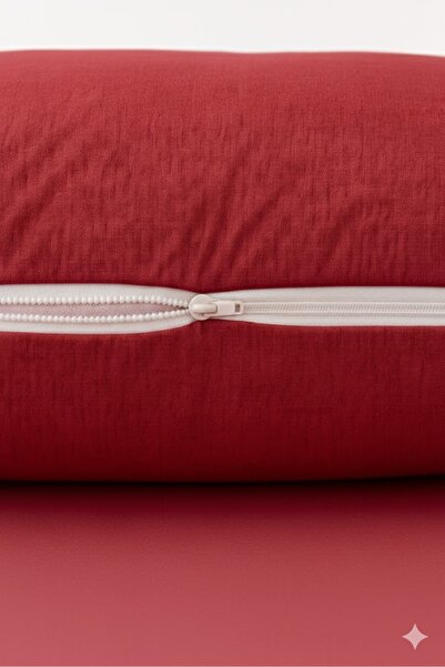 Bonny Home Vevra Red Solid Color 2-Piece Pillowcase Cotton Fabric with Zipper