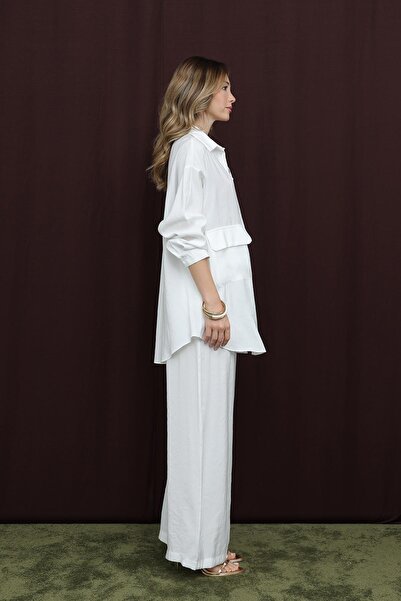 Puane Women's Pocket Detailed Suit -14361Tks - White