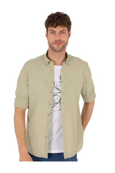U.S. Polo Assn. Khaki Regular Fit Long Sleeve Shirt