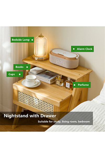 Zztcmp طاولة بجانب السرير، طاولة بجانب السرير، طاولة بجانب السرير مع درج، مناسبة للدراسة، غرفة المعيشة، غرفة النوم