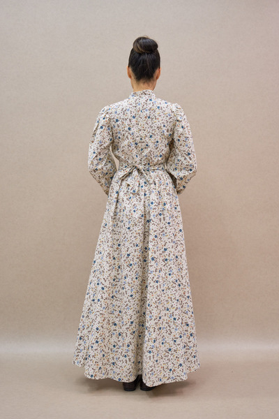 KÜÇÜĞÜM BUTİK Hijab-Friendly Grey-Brown High Neck Flared Women's Dress