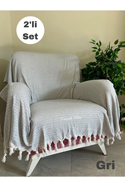 metin tekstil Buldan Berjer Uyumlu 2'li 170x145 Koltuk Örtüsü