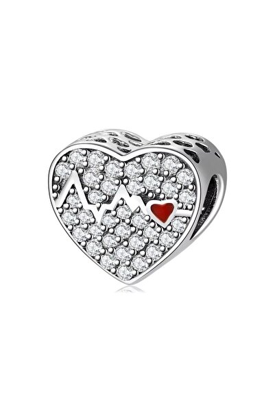 delis 925 silver charm/talisman, JW1640, heartbeat pattern, rhodium plated