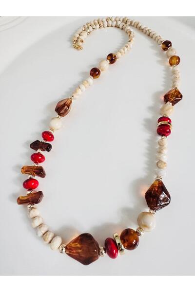 DEVİ fashion Long Bead Design Necklace 86 cm