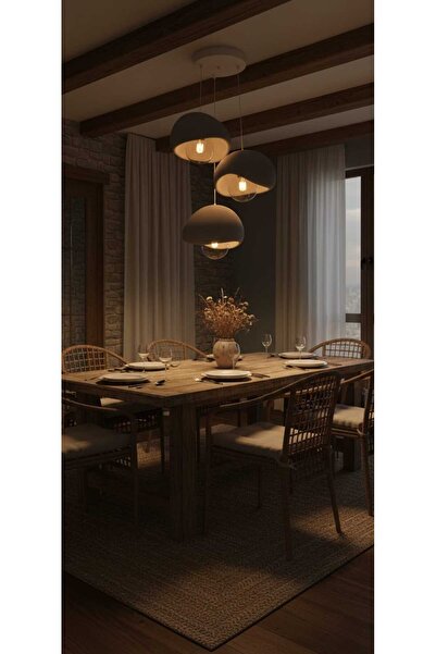 Storizaa 3'lü Sarkıt Trio Beton Görünümlü Gri Avize Rustik & Modern (Rustik Ampuller Hediye)