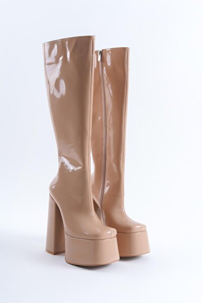 Ayakkabı Ateşi Жіночі високі чобітки на підборах Juvily Nude Rugan