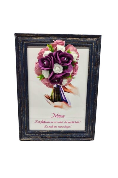 T&M Personalizare Tablou înrămat A4 (30x21 cm) - „Mama nu cere nimic, dar merită totul” - săpun roz-vișiniu