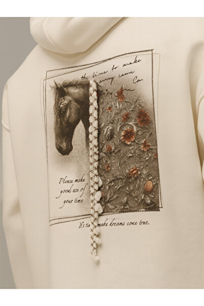 Chirkef Unisex Hooded Front and Back Printed Sweatshirt Horse