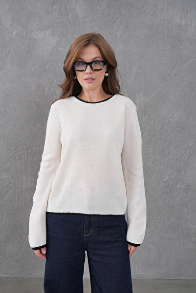 Park Karon Women's Crew Neck Garni Detail Knitwear Sweater