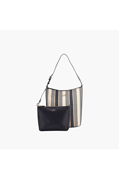 Guess Striped Shoulder Bag with Pouch