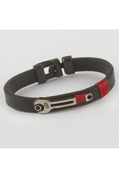 ZERO LAND سوار من الجلد الصناعي عالي الجودة من LVSQVR مع شكل مفتاح (142914) - أسود