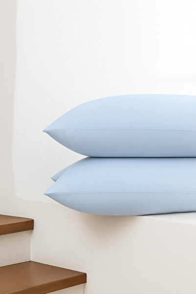 Bonny Home Vevra Blue Solid Color 2-Piece Pillowcase Cotton Fabric Zippered