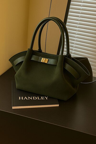 Handley حقيبة يد وكتف فاخرة من جلد الغزال