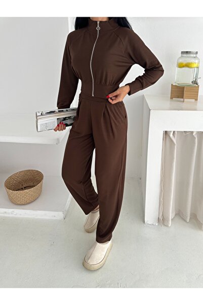 TheyYou Κομψό σετ αθλητικής φόρμας με φερμουάρ στη μέση / Σετ αθλητικής φόρμας με πλισέ μέση με λεπτομέρεια με φερμουάρ