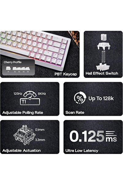 Epomaker HE68 Lite Hall Effect Gaming Keyboard (White)