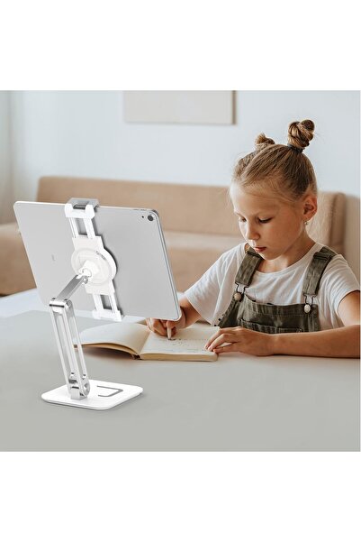 Generic Wisfor Aluminum Tablet & Phone Stand — Adjustable Foldable Desktop Arm (Fits 4.7–12.9")
