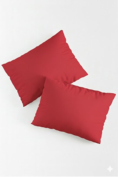 Bonny Home Vevra Red Solid Color 2-Piece Pillowcase Cotton Fabric with Zipper