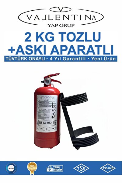 VALLENTİNA 2 KG YANGIN SÖNDÜRME CİHAZI+ASKI APARATI TSE-HYB/CE BELGELİ 4 YIL GARANTİLİ (TÜVTÜRK ONAYLI)