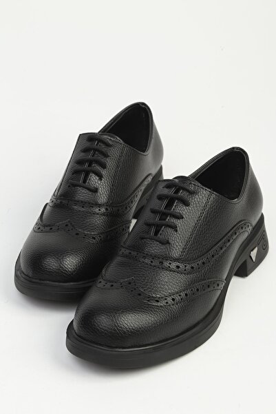 Pierre Cardin Women's Black Wrinkled Oxford Shoes Pc-55227