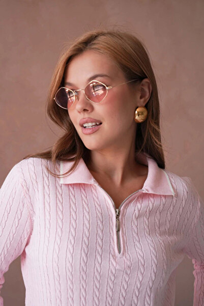 Park Karon Women's Polo Neck Zipper Detail Knitwear Sweater