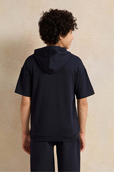 REDTAG Senior Boys Navy Oversize Hooded Sweatshirt