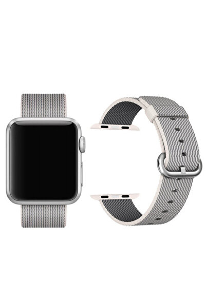 iUni Strap compatible with Apple Watch Ultra/SE/8/7/6/5/4/3/2/1, 40mm, Nylon, Woven, White/Gray