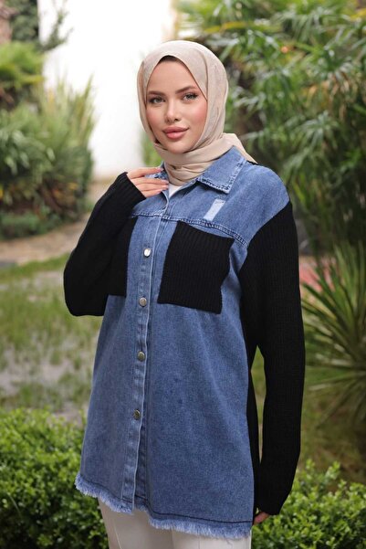 Asya Karen Franga Pocket Knitwear Jeans Cardigan