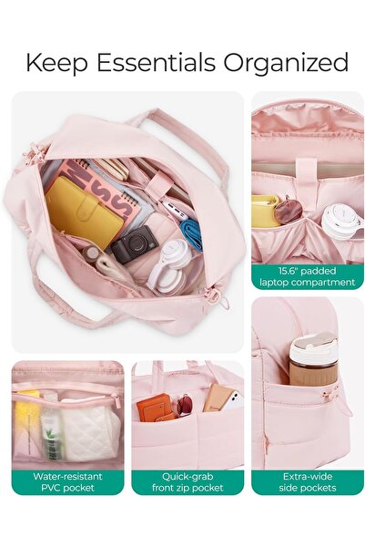 BAGSMART Travel Duffle Bag, 31L Gym/Weekender, Baby Pink