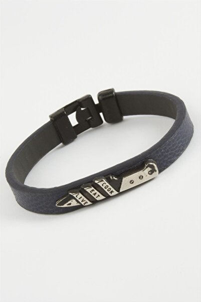 ZERO LAND Lvsqvr Dagger Quality Artificial (152530) Leather Bracelet-Navy Blue