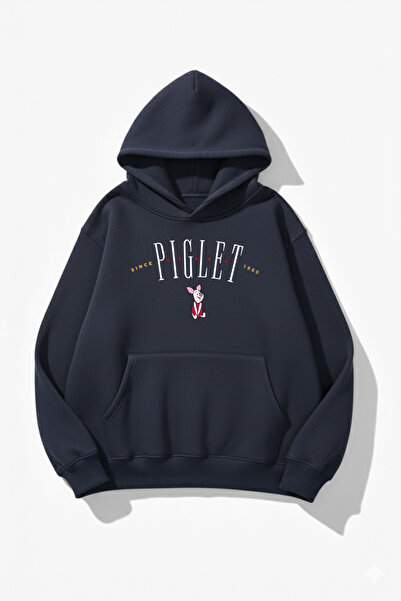 uyguntarz Hanorac unisex cu textura moale, cu 3 fire, cu design drăguț de porcușor B cu imprimeu O supradimensionat