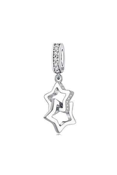 delis 925 silver charm/talisman, JW1650, star pattern, rhodium plated