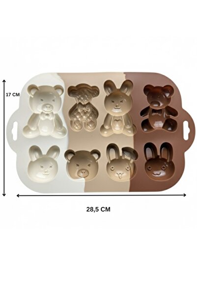 Kitchen Life 8 Different Bear and Rabbit Molds Silicone Cake and Cookie Mold Set Multi-Purpose Baking Mold